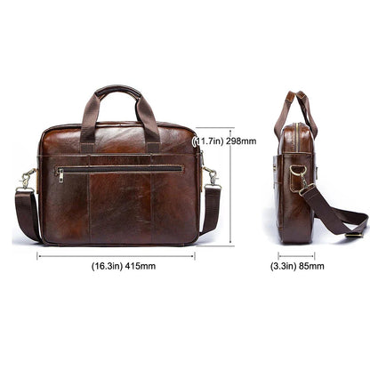 Leather Business Laptop Briefcase – Men’s Shoulder & Hand Carry