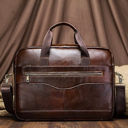 Leather Business Laptop Briefcase – Men’s Shoulder & Hand Carry