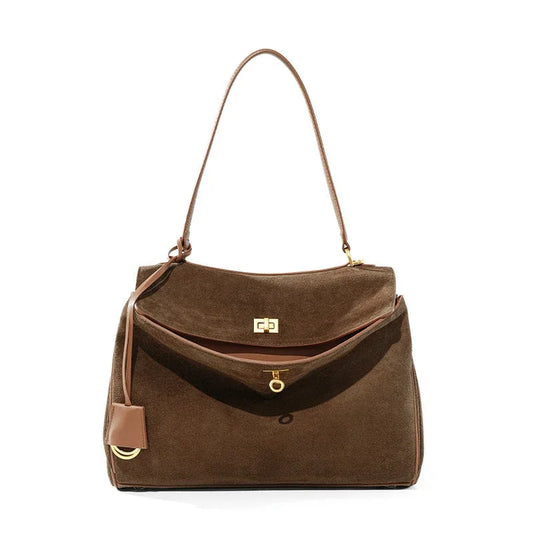 Women’s Slouchy Suede Tote Bag – Large Capacity Shoulder Carry