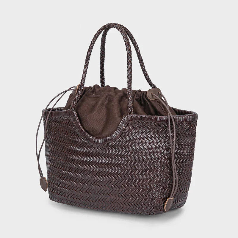 Handwoven Cowhide Vintage Shopping Bag – Casual Bucket Tote