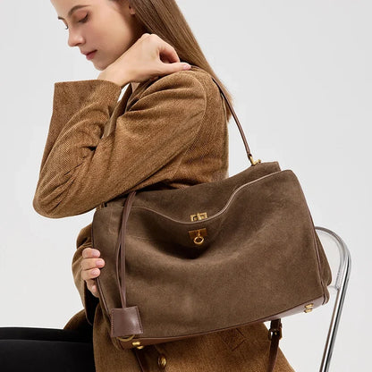 Women’s Slouchy Suede Tote Bag – Large Capacity Shoulder Carry