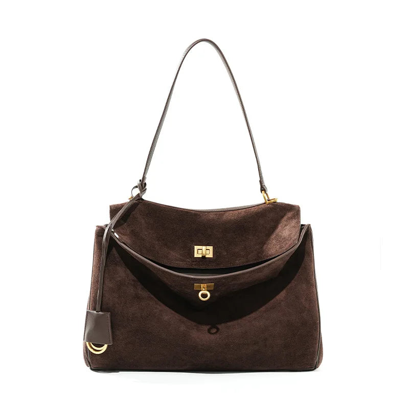 Women’s Slouchy Suede Tote Bag – Large Capacity Shoulder Carry