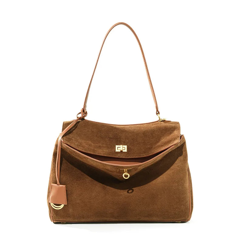 Women’s Slouchy Suede Tote Bag – Large Capacity Shoulder Carry