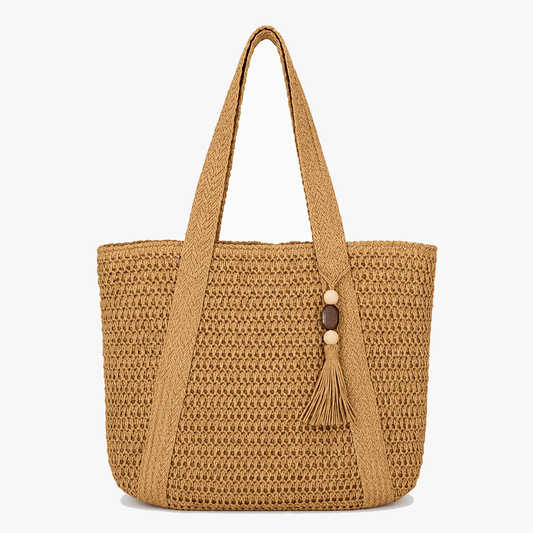 Handwoven Straw Tote with Zip Lining